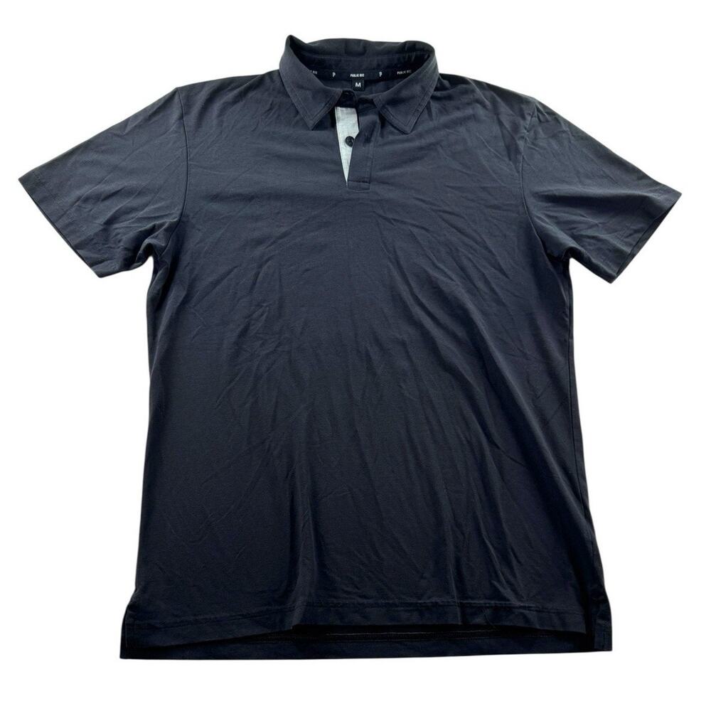 Public Rec Polo Shirt Mens M Black Pima Cotton Stretch Performance Short Sleeve